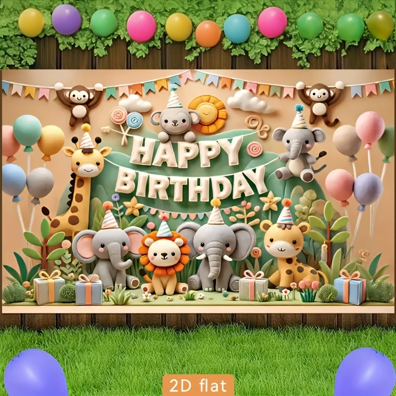 1pc, 2Dflat, 1-pack Happy Birthday Party Banner. Happy 1st Birthday! Suitable for parties, home, garden photography decorations, view 2