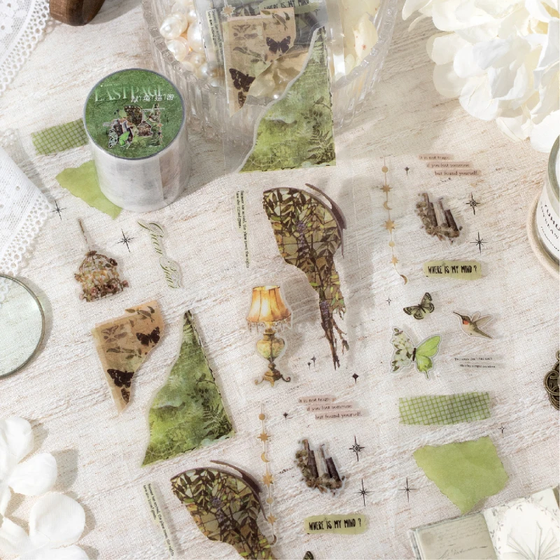 JIANQI 50 مللي متر * 2 متر أشرطة المواد الشفافة شظايا الكولاج لتقوم بها بنفسك شريطٌ لاصق سكرابوكينغ بطاقة لاصقة ملصقات القرطاسية