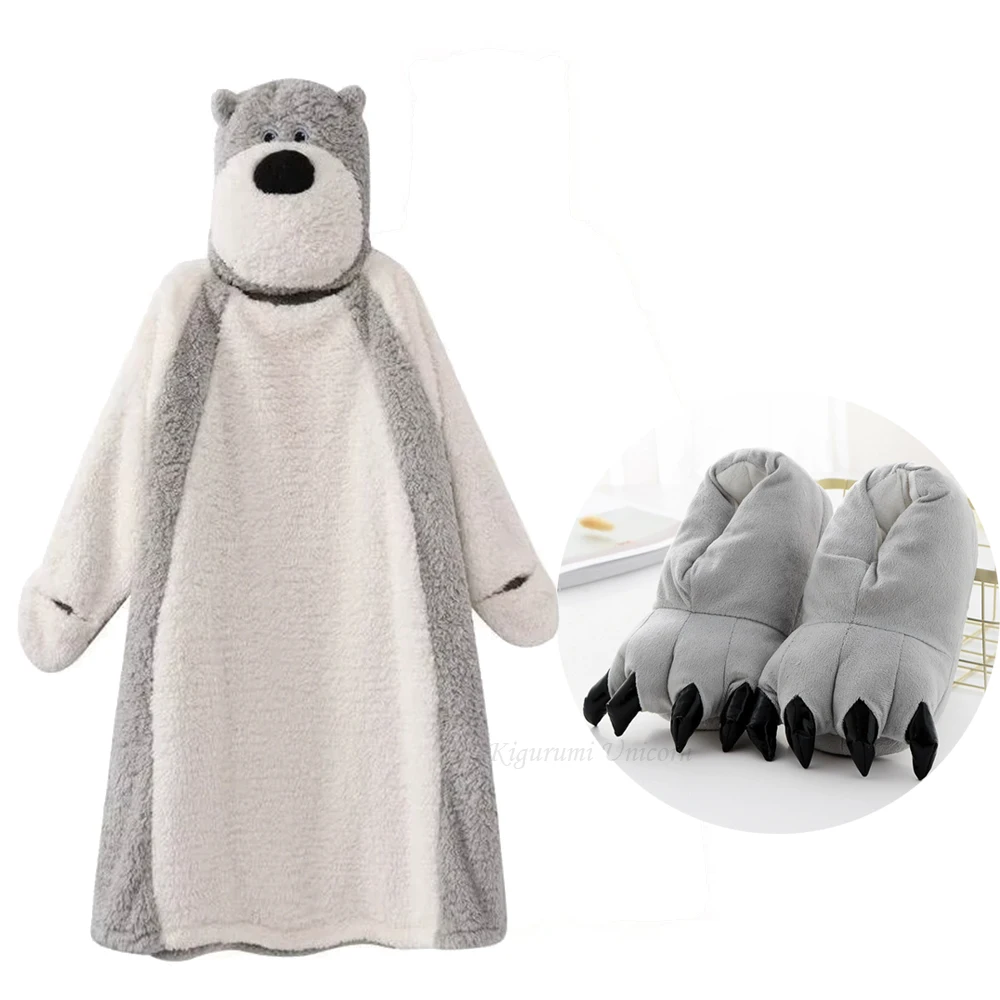 

Новый утепленный коралловый флисовый халат с капюшоном, обезьяна, кигуруми, единорог, ночная рубашка, милая одежда для сна с собакой из мультфильма, домашняя одежда для косплея, тапочки