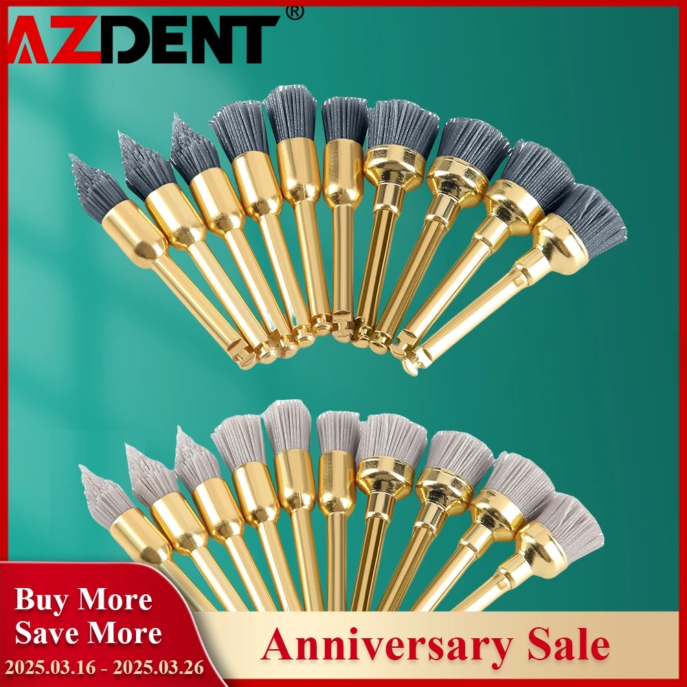 AZDENT 10pcs Dental Polishing Brush Aluminium Oxide/Silicon Carbide  Polishing Prophy Brushes For Contra Angle Handpiece