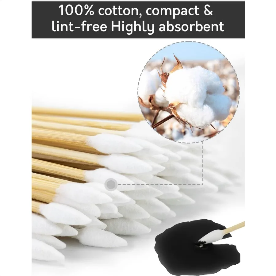 500 1000PCS Tamponi per pulizia pistola Tamponi per pistola con manico in bambù da 6 pollici Altamente assorbenti senza pelucchi per la pulizia di precisione Applicare