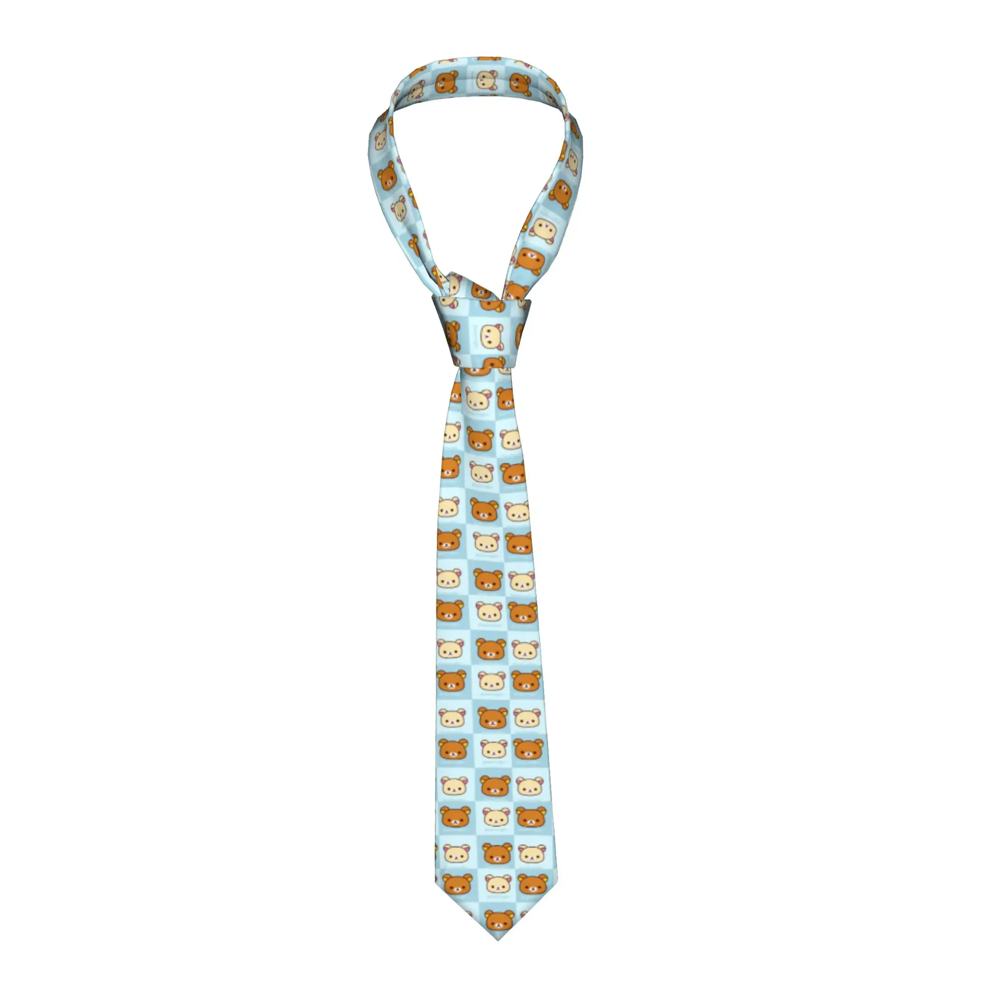 Rilakkumas Neckties Men Women Slim Polyester 8 cm Narrow Neck Tie Korilakkuma for Men Daily Wear Cravat Wedding Cosplay Props