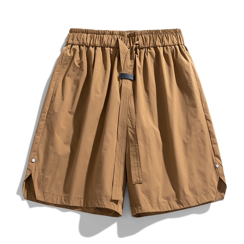 Moletom de corrida com cordão masculino calça esportiva solta de ginástica, moda outdoor na rua alta, streetwear casual, shorts simples, verão