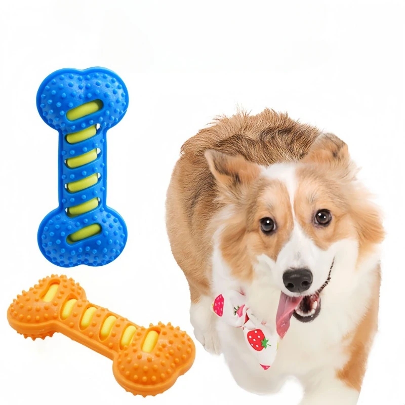 Pet Dog Chew Toy Teeth Cleaning Molar Stick Rubber Bone Toy Puppy Interactive Stick Dog Chewing Bite Toys