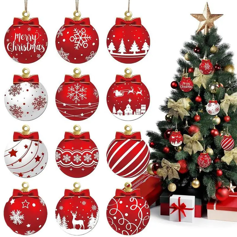 12 Uds. De adornos de bolas de Navidad, colgantes para colgar en árbol de Navidad, decoración para fiesta navideña de Año Nuevo, regalo, colgante 2025