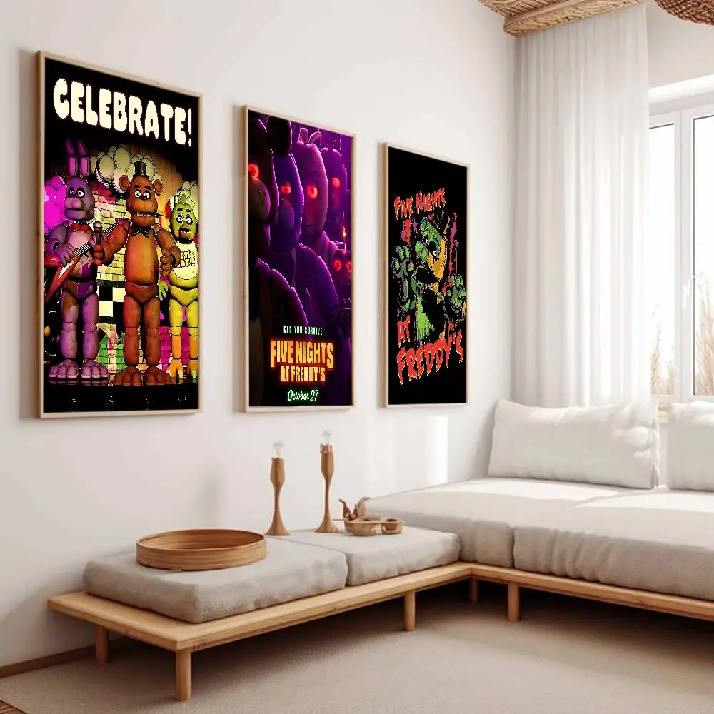 الرعب أنيمي F-five N-لياليات في F-freddy's نوعية جيدة يطبع والملصقات غرفة المنزل بار مقهى ديكور الجمالية الفن طلاء جدران #5