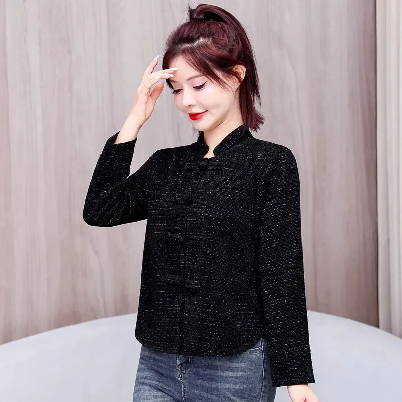 2023 neue Frühling Herbst Mantel Jacke frauen Kleidung Vielseitige Mode Kurze Retro Chinesischen Stil Button Up Oberbekleidung Frau