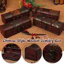 NEW Wooden Jewelry Box Antique Embossing Storage Box Hairpin Necklace Storage Display Container Case Chinese Gift Treasure Boxes