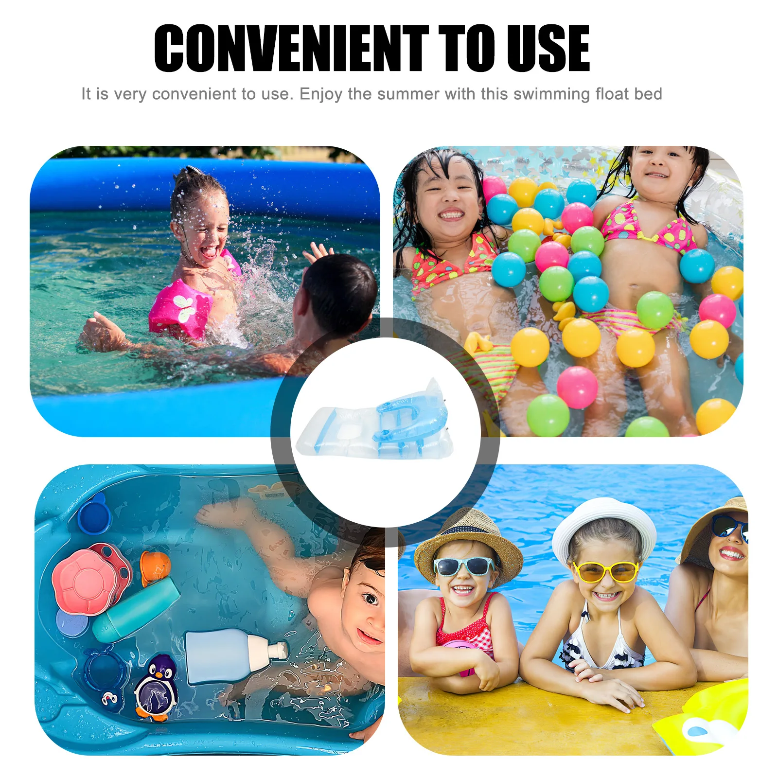 Lit flottant gonflable en PVC bleu, 1 pièce, léger, pour piscine, jouet, natation en plein air, tapis de lit amusant pour l'été