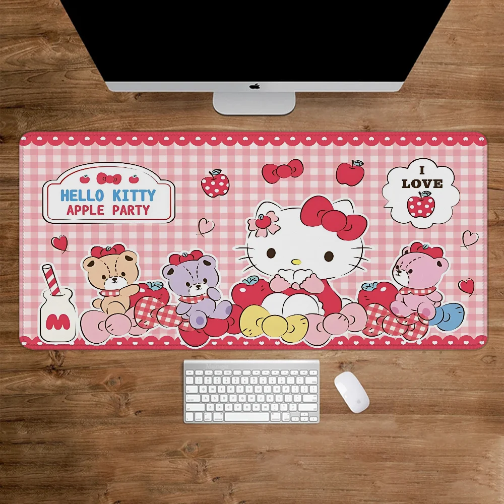Alas Mouse Besar Hello Kitty 900 × 400 Alas Keyboard Sanrio Di Atas Tepi Aksesori Gaming Pc Alas Meja Karet Antiselip Alas Mause