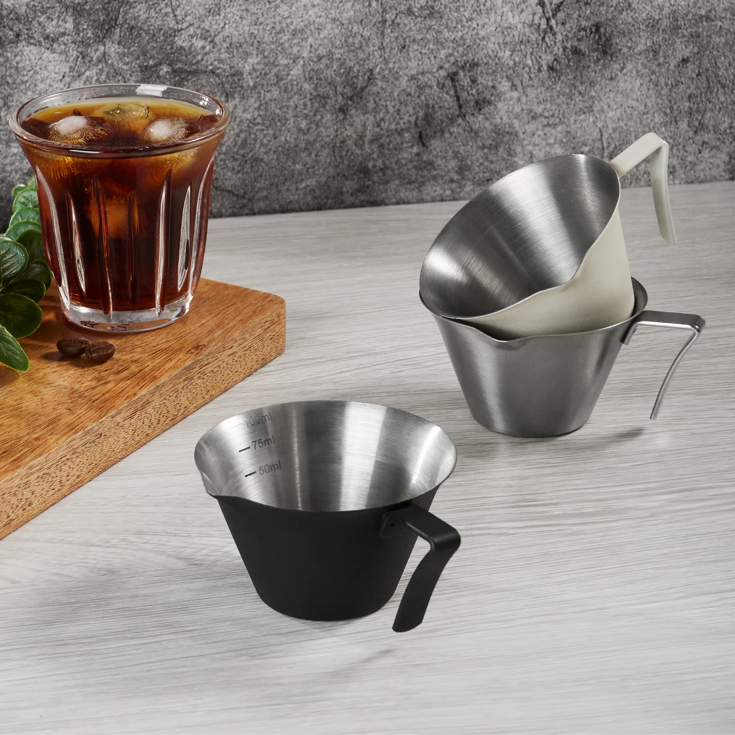 100 مللي كوب استخراج الإسبريسو 304 الفولاذ المقاوم للصدأ مع مقياس سميكة رائعة أونصة فنجان القهوة اكسسوارات المطبخ مقهى المنزل #4
