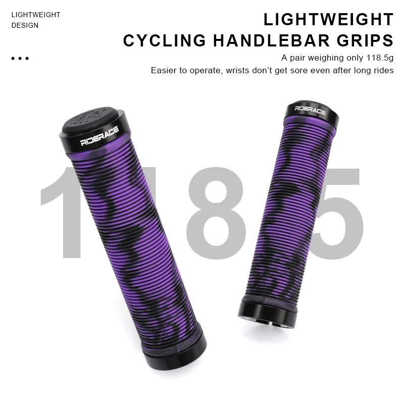 RIDERACE Mountainbike-Lenkergriffe, ergonomische MTB-Fahrradlenkerabdeckung, stoßdämpfende, rutschfeste Fahrradgriffe, lila. – Detail 8