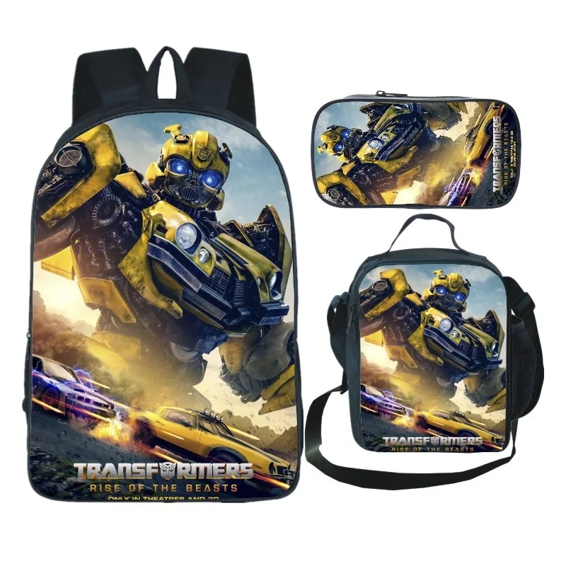 Car Robot Bumble bee Backpack Lunch Bag Pencil Case Set Gift for Kids Students