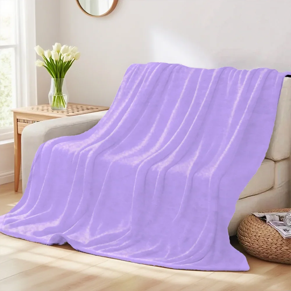 Lilac Solid Flannel Blankets Are Suitable For Sofas, Men's Room Decorations, Thick And Warm Gifts For Teenagers