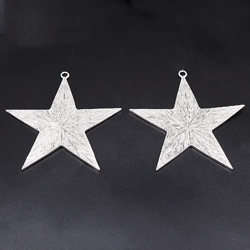 1pcs Retro Silver Plated Large Pentagram Metal Pendant DIY Charms For Necklace Jewelry Crafts Making M31