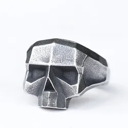 2024 New Punk Rock 316L Stainless Steel Vintage Skull Ring For Men Jewelry For Teens Factory Boyfriend Gift