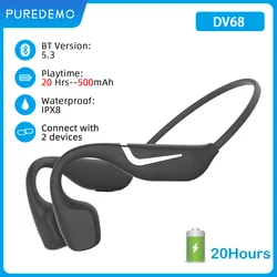 Auriculares de conducción ósea Real, inalámbricos por Bluetooth 5,3, Auriculares deportivos impermeables con micrófono para entrenamientos, correr y conducir