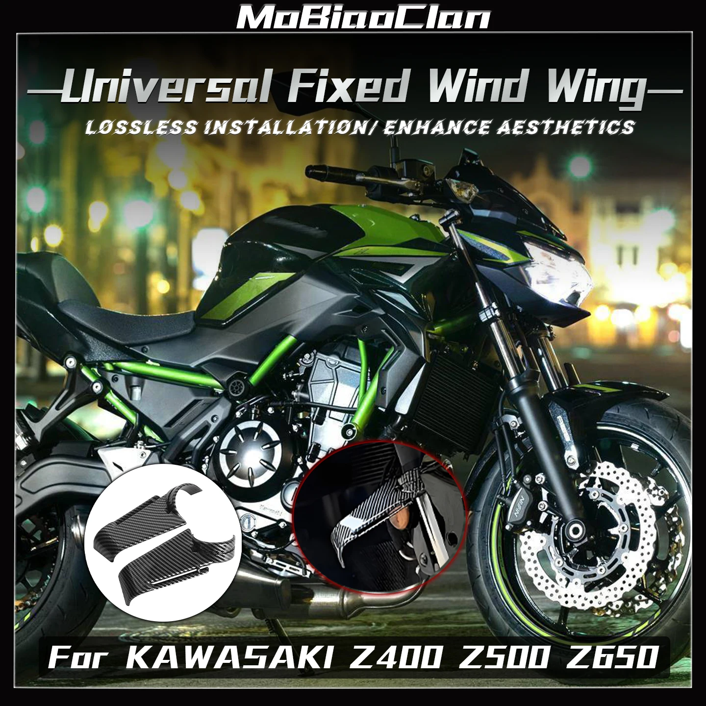 

For Kawasaki Z400 Z500 Z650 hock-absorbing fixed wing side wing guide plate Universal motorcycle accessories spoiler