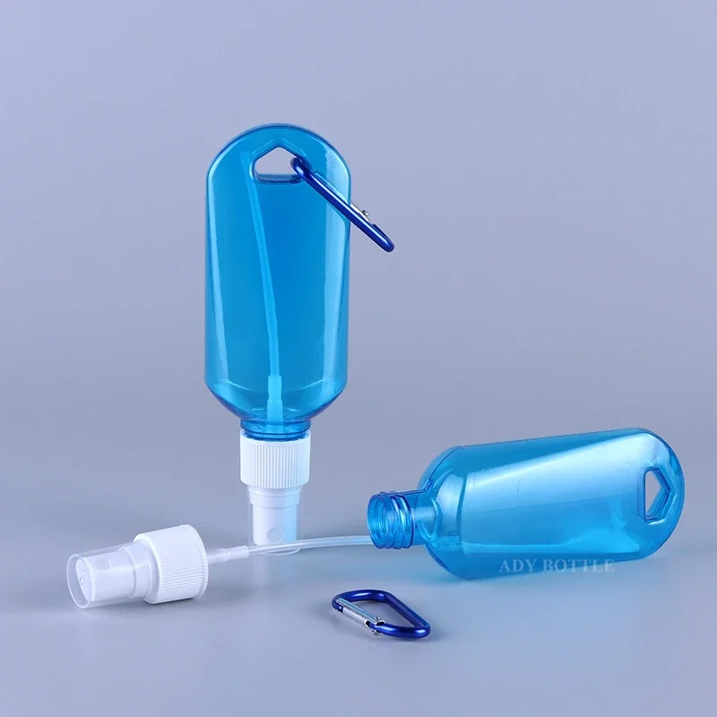 50ml Empty Spray Bottle Love Hook Spray Bottle Refillable Plastic Carabiner Hook Bottle Atomizer Perfume Travel Accessories