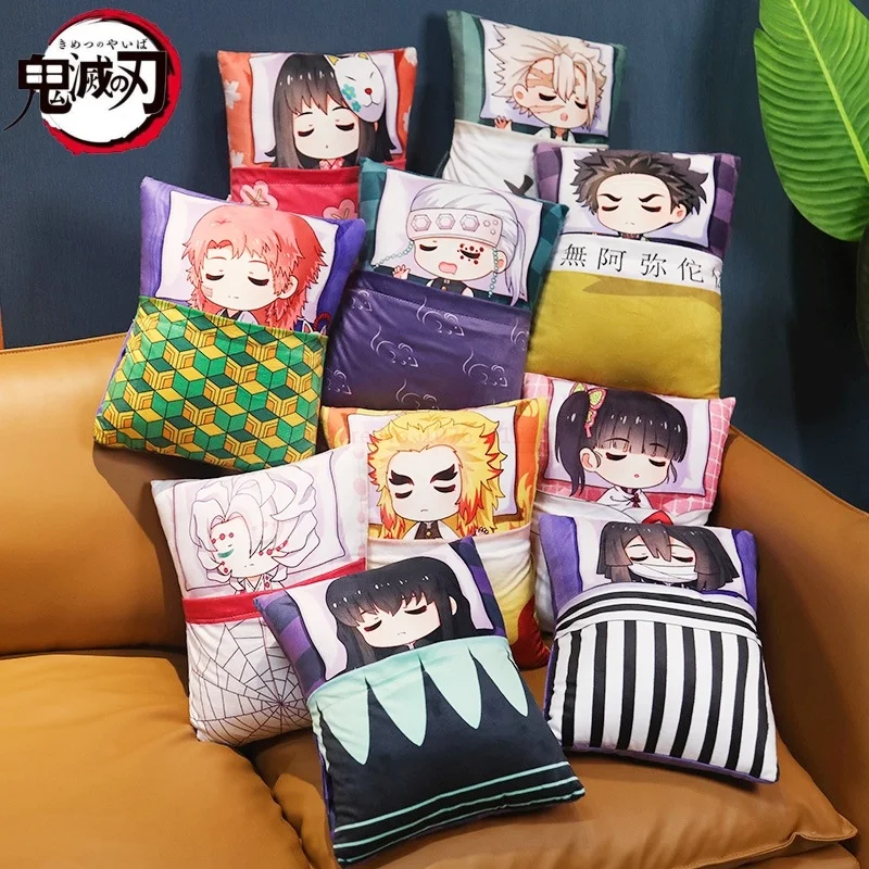 Demon Slayer Pillow Anime Plush Stuffed Pillow Cute Manga Doll Cushion Kimetsu No Yaiba Tanjirou Nezuko Couple Decoration Gift