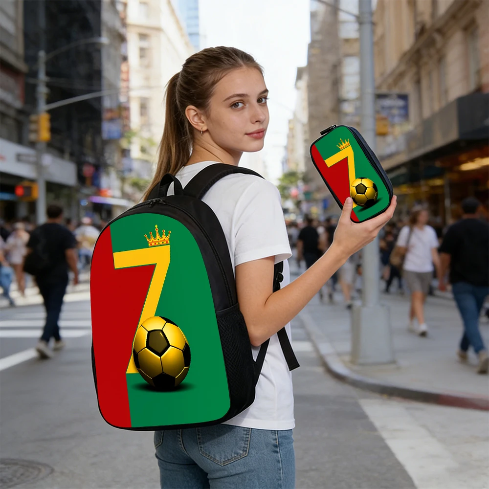 1/2/3/4/5pcs Soccerball Number 67 Pattern Backpack Set Lightweight Large Capacity School Bag with Travel Bag Kids Perfect Gift