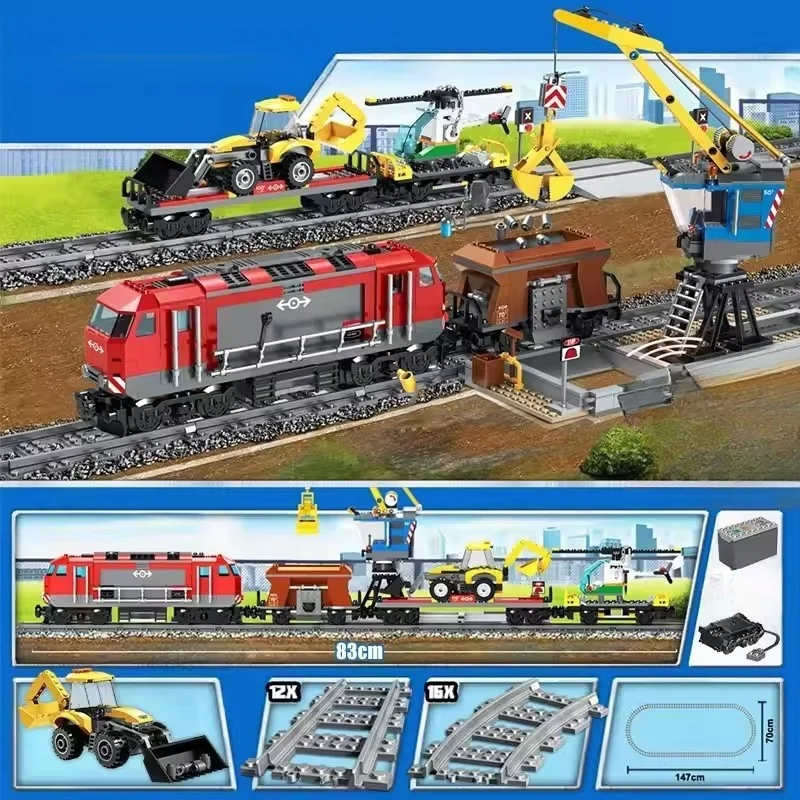 

New MOC City Red Remote Control Heavy Load Train Model Home Decoration Building Blocks Boys' Festival Gift