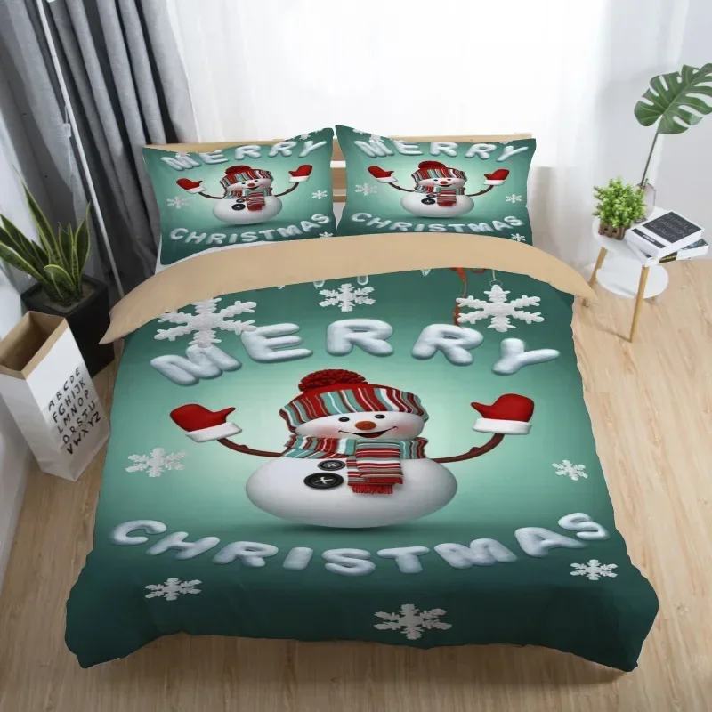 3D Printed Merry Christmas Bedding Set Queen/Twin/King Size  Christmas Decoration Home Bedclothes with Bedding Pillow