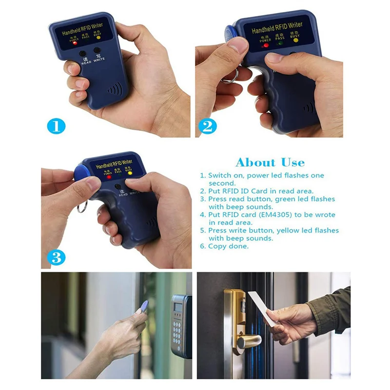 

B92B-2X Handheld 125Khz RFID Reader Writer Duplicator Copier, Upgrade ID Card Cloner Programmer, With 20Pcs Rewritable Cards