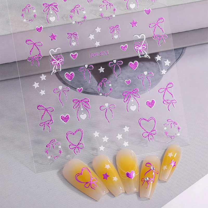 

French Bow Love Nail Sticker Nail Art Decoration 3D Sticker Nail Adhesive Nail Charm Nail Art Accessories