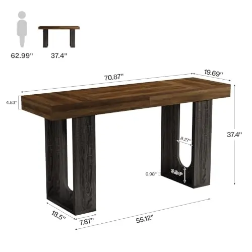 70.9-Inch Extra Long Bar Table, Modern Counter Height Pub Table | Rectangular Home Coffee Bar Unit with Sturdy Legs