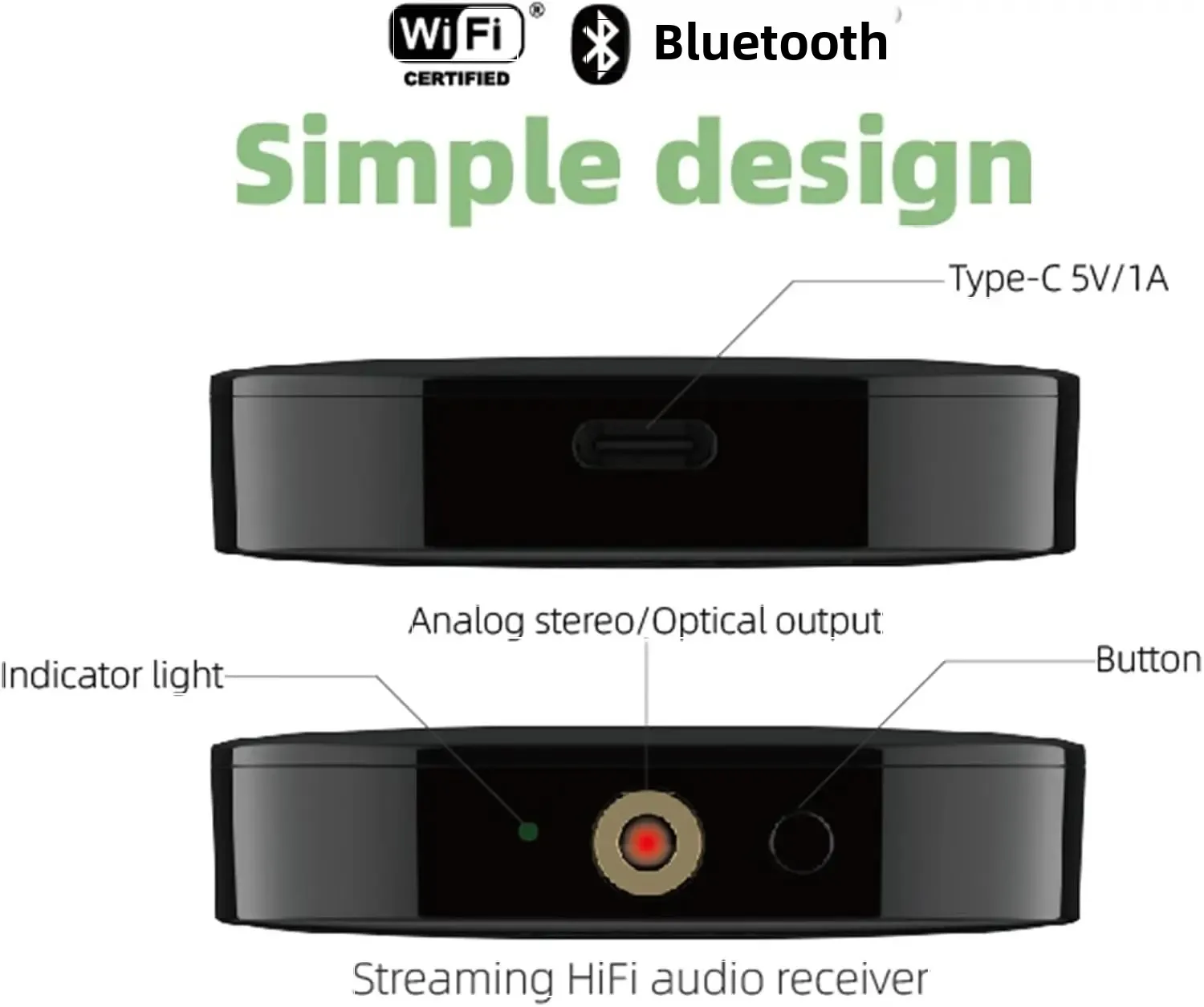 Olio Bluetooth 5.2 HiFi Receiver | LDAC Hi-Res Audio, 3.5mm/RCA Outputs | Long-Range, Multiroom & Volume Control