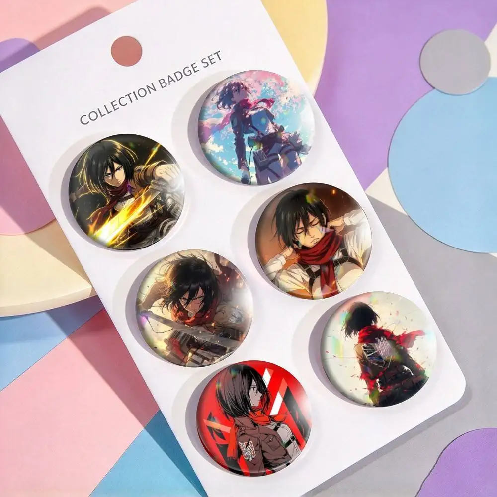Mikasa Ackerman Attack on Titan  25mm 32mm 44mm 58mm 75mm Brooches Badges Pins for Accessories Gift
