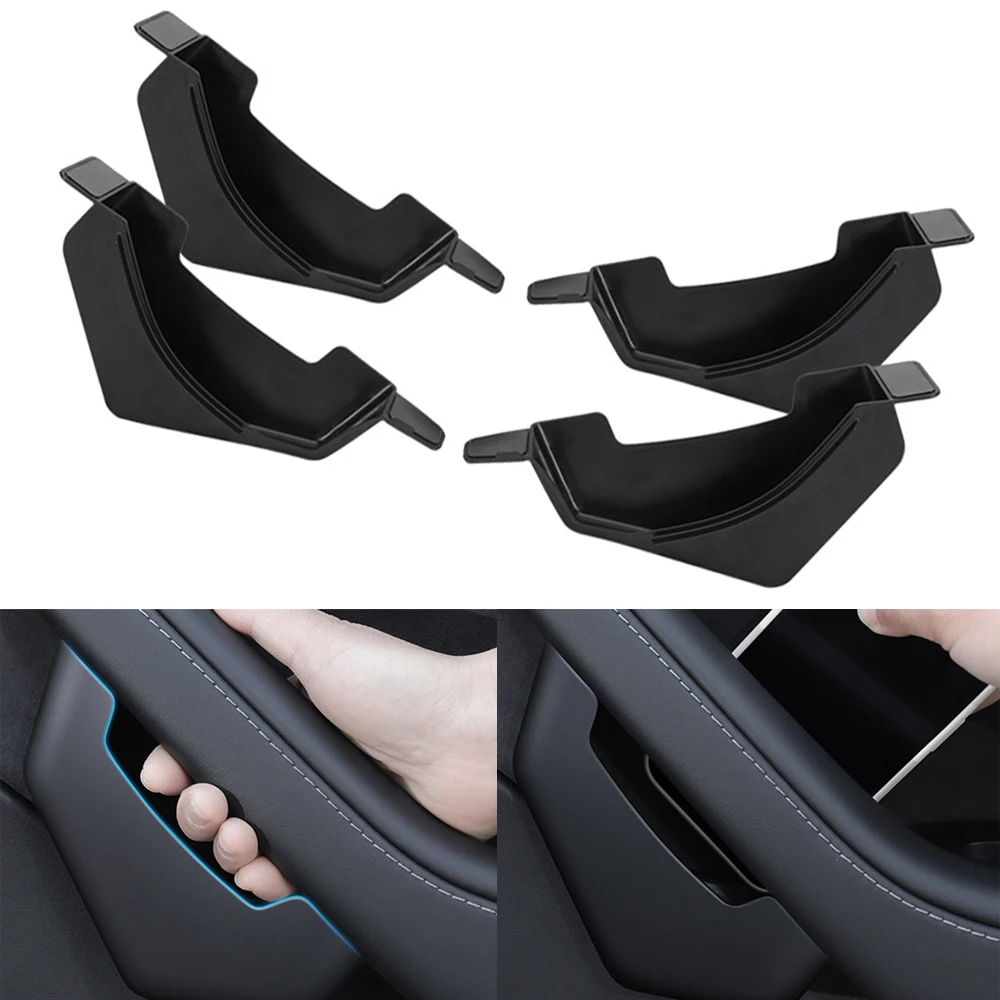 For Tesla 3 Y Car Door ABS Storage Box Interior Handle Tray Organizer Hidden Bracket Auto Decorative Accessories