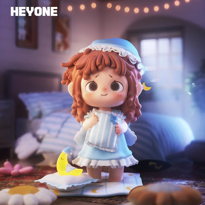 

Фигурка милой девушки в слепой коробке-HEYONE Fufu Nightglow City Series, коллекционная художественная игрушка, декор для рабочего стола, подарок для девочек