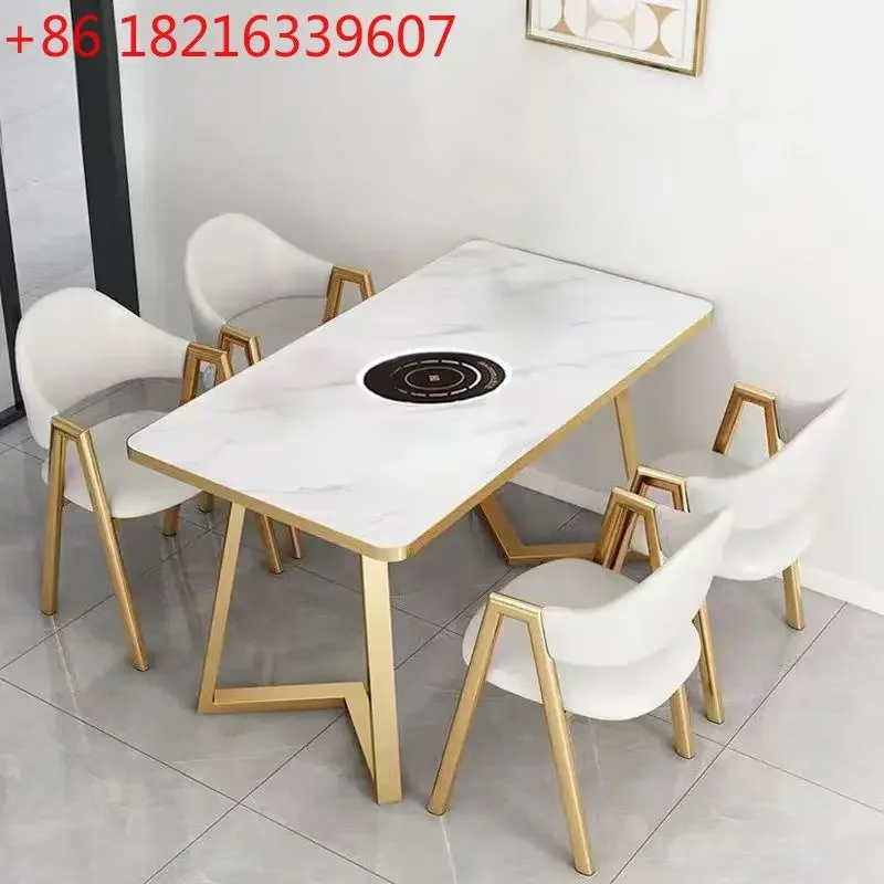 Barbecue string table and chair combination dining table and chair for commercial stone smoke-free restaurant