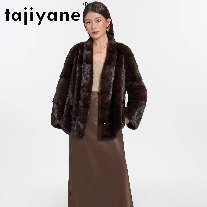 TAJIYANE 100% Natural Mink Fur Coat Woman Stylish Real Fur Jacket High Quality Female Outerwears 2025 Winter Women Clothes шуба