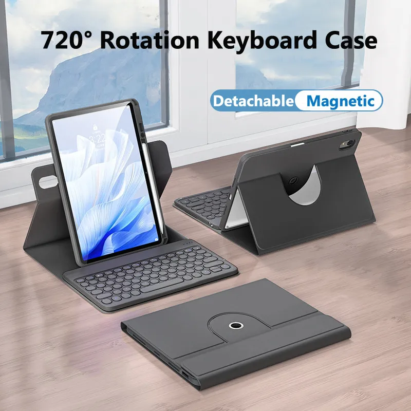 360 Rotation Case for Huawei MatePad 12 X 2024 Pro 12.2inch Air 12 SE 11inch 11.5 S 10.4 11 2021 2023 10.4 Round Keycap Keyboard