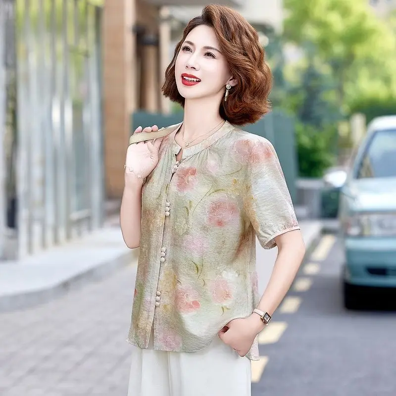 Chinese Style Women's Fashionable Shirt for Middle-aged and Elderly