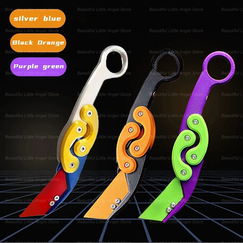 Nowy nóż z pazurami grawitacyjnymi z nadrukiem 3D Zabawka antystresowa Butterfly Fidget Hand Gripper Zabawka sensoryczna Składany nóż z pazurami Rzodkiewka na prezent — zdjęcie 5