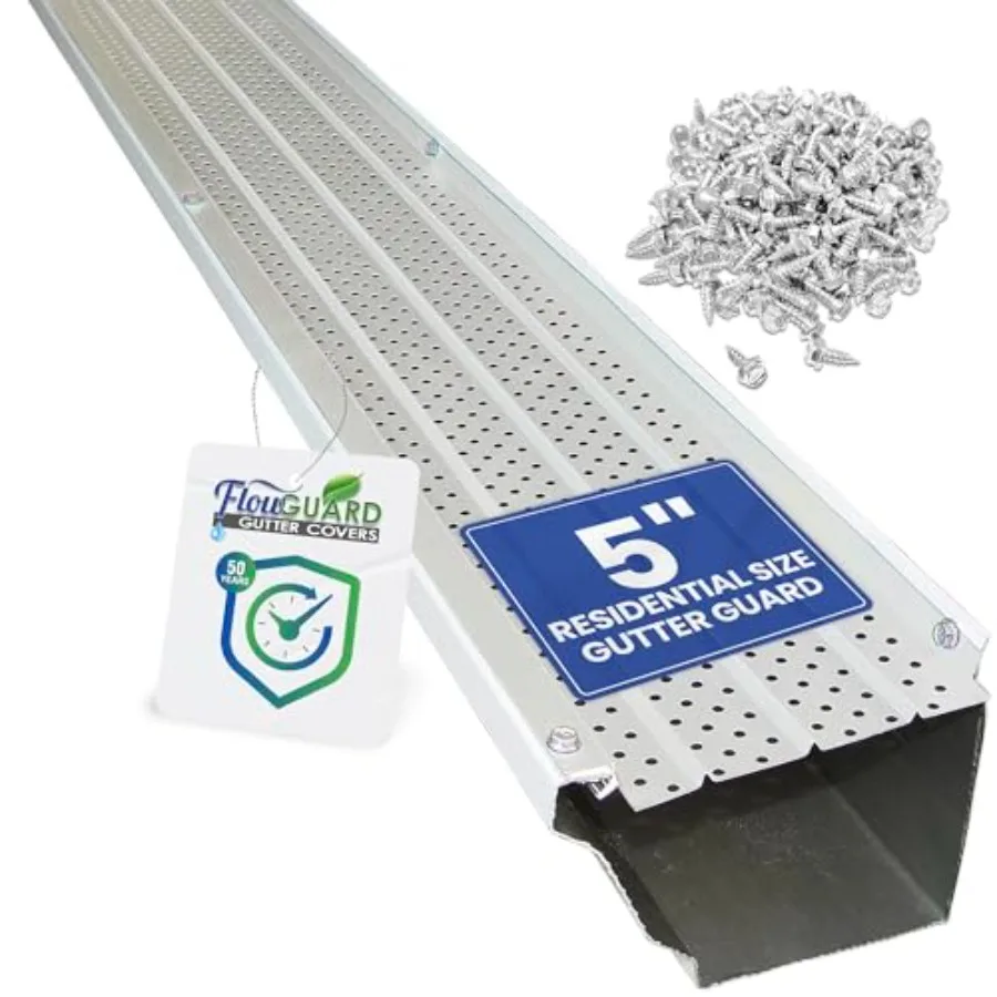 

Профессиональная 5-дюймовая система крышки желоба своими руками, сделанная в США, 50 лет — белая — алюминиевая защита желоба — 102 фута