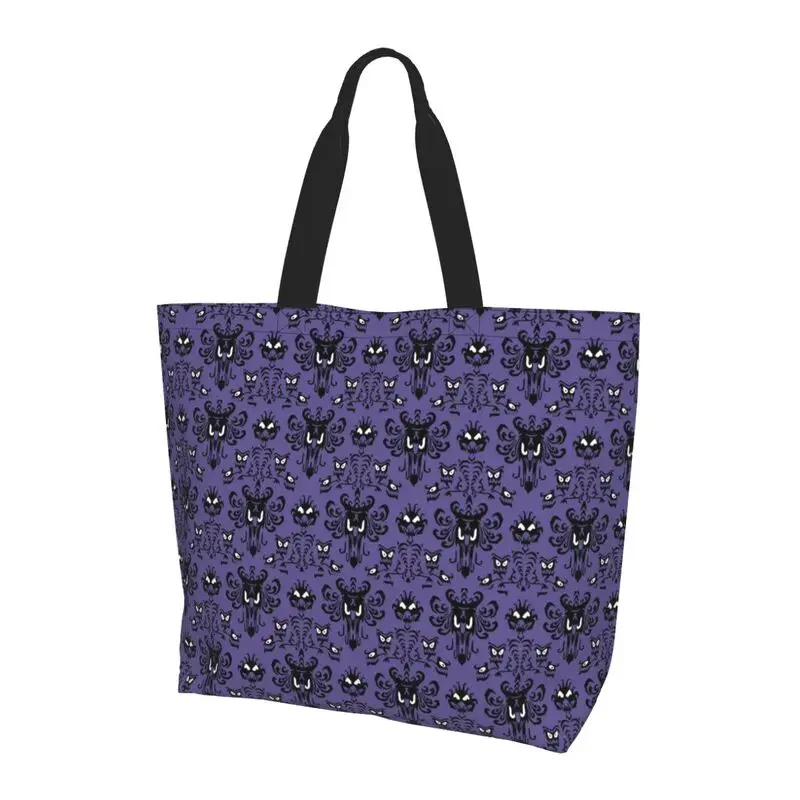 Happy Haunted Mansion Pattern Tote Bag Travel Shoulder Beach Bag Large Reusable Grocery Shopping Bag for Women
