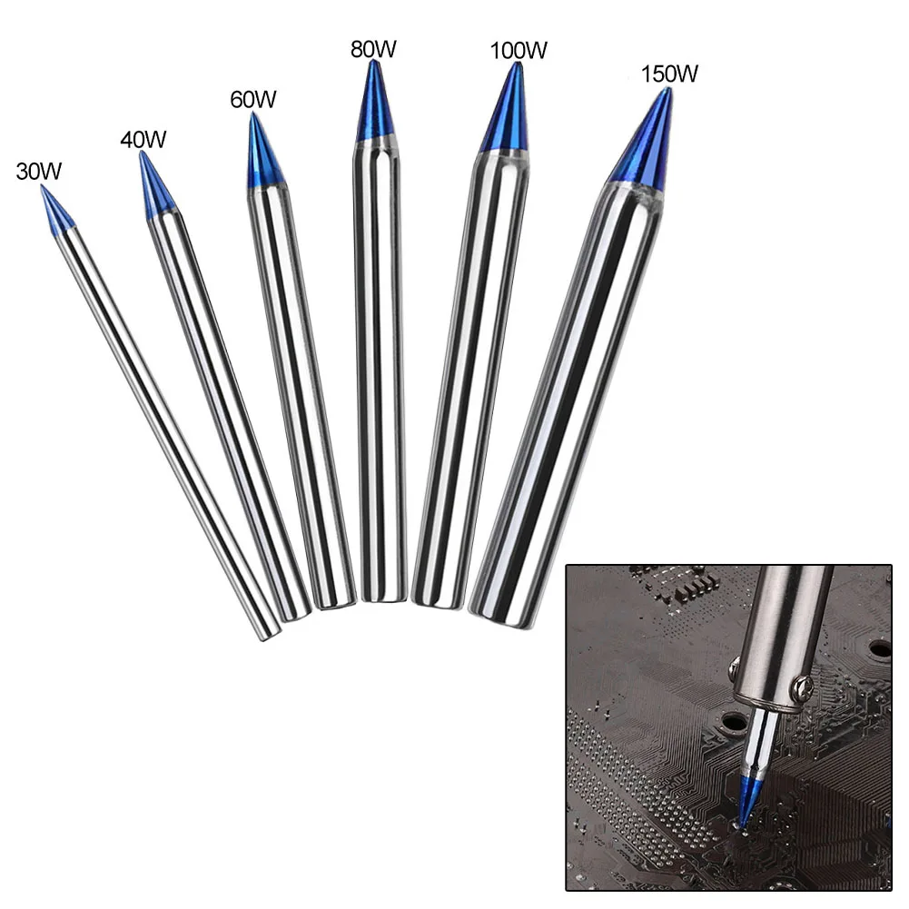 Pointes de soudage pointues bleues, fer à souder à la chaleur externe, soudure sans plomb, cuivre nu chaud, outils de soudage, 30-150W, 1PC