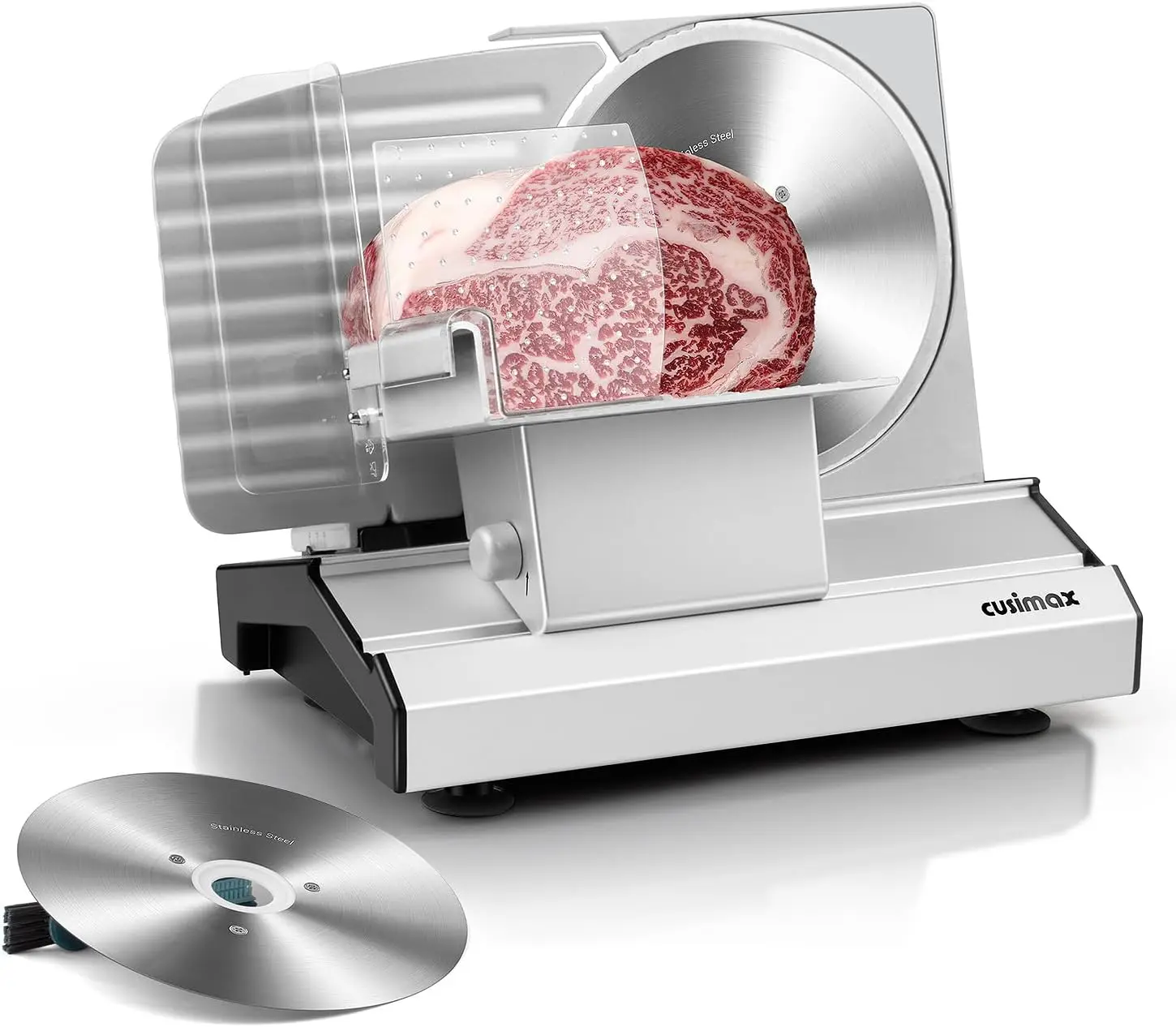 

Meat Slicer,9"Electric Food Slicer with 2 Stainless Steel Blades,1-20mm Adjustable Thickness for Home Use,Removable Food Carriag