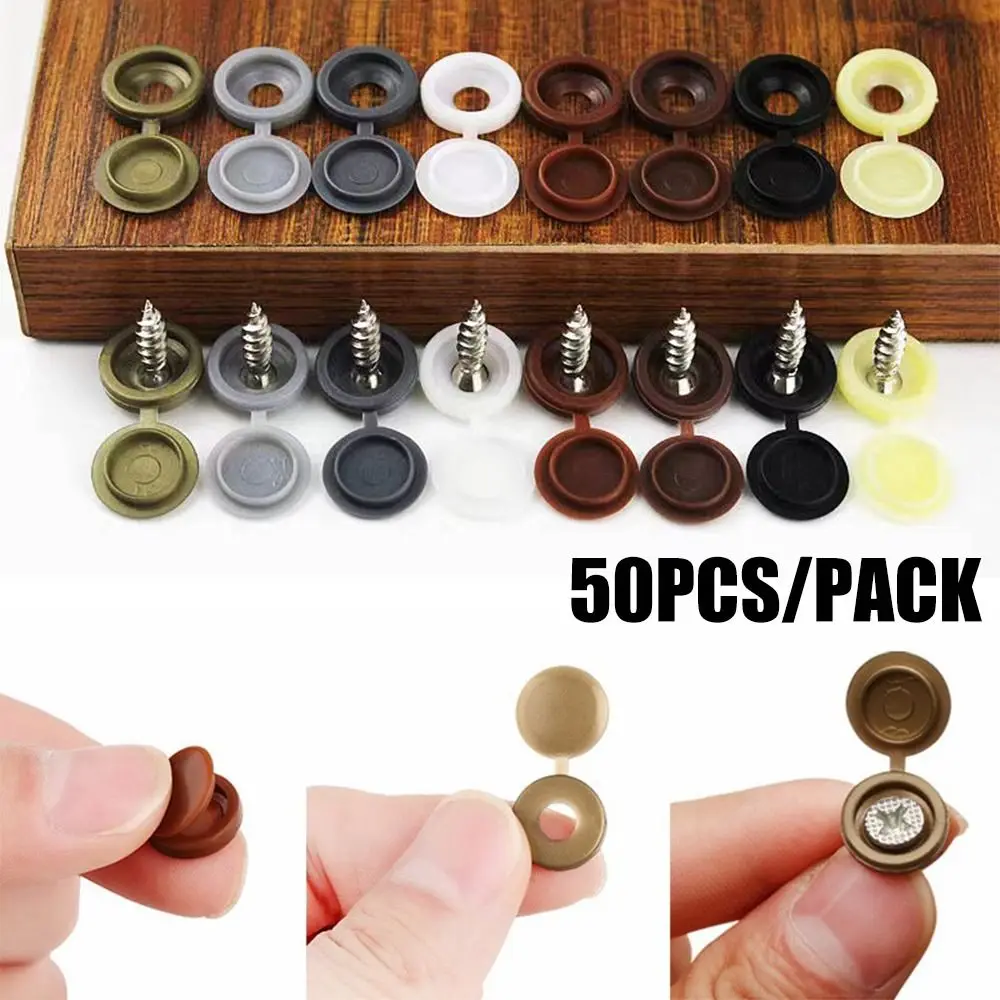 50pcs Plastic Material Nails Screw Caps Protective Design Decorative Style Plastic Protective Covers Foldable Button Nuts Cover
