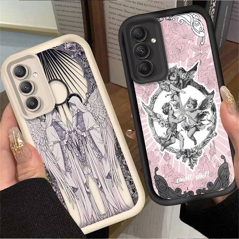 Middle Ages Retro Cupid Angel Case for Samsung Galaxy A35 A55 A15 A25 A16 A06 A05 A05S A24 A13 A23 A12 A22 A32 A52 A71 A51 4G