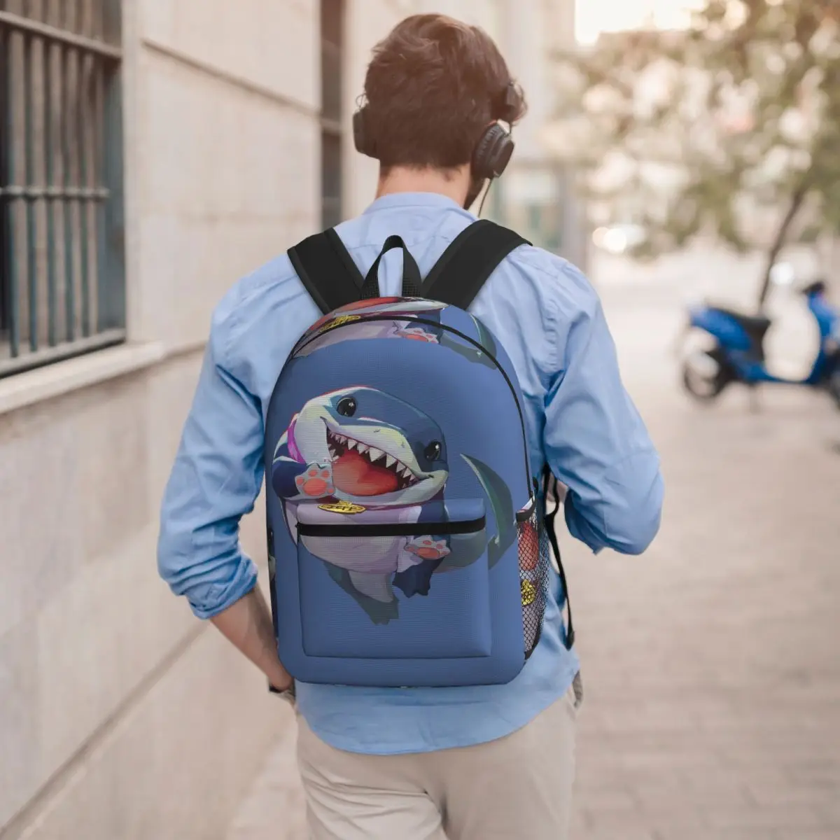Jeff The Land Shark Backpack Student BookBag Kids School Bag Laptop Shoulder Bags for Men Women