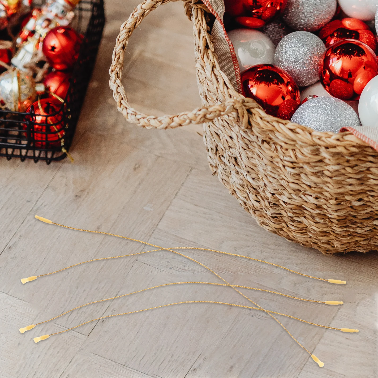 

100 Pcs Christmas Ball Hanging Rope Decor Making Ornament Ribbon Hooks for Loop Fastener Ties Hangers with Snap Label
