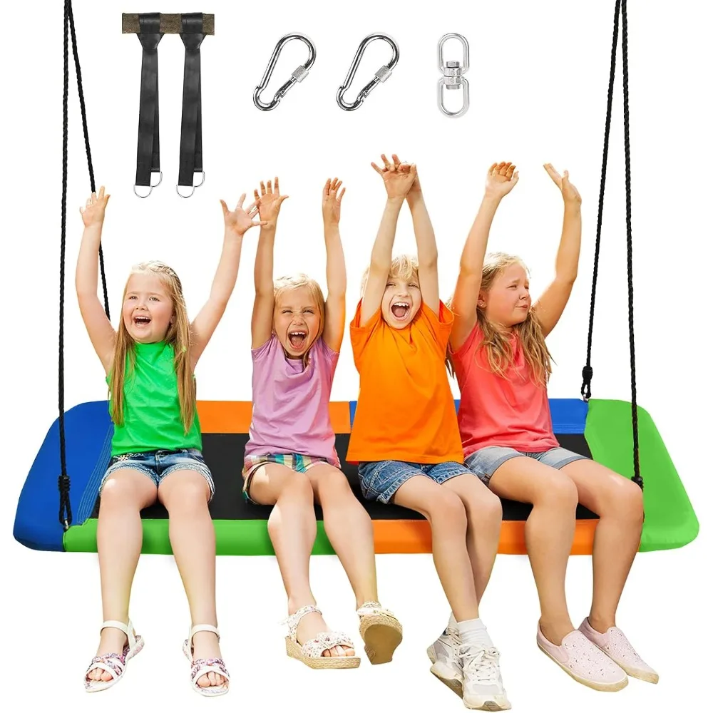 Giant 60" Platform Tree Swing for Kids and Adults, Durable Steel Frame and Hanging Straps