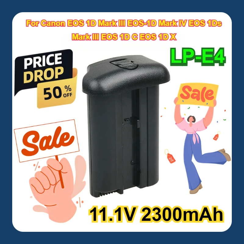 

For Canon EOS 1D Mark III EOS-1D Mark IV EOS 1Ds Mark III EOS 1D C EOS 1D X 1Pcs 11.1V 2300mAh LP E4 LP-E4 LPE4