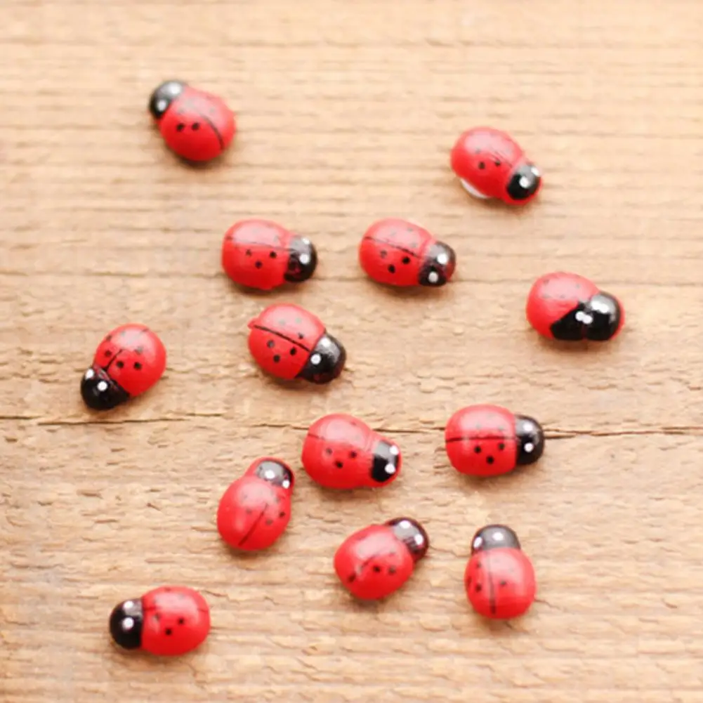 Miniature Figurine 10 Pcs Miniature Ladybug Figurines Tiny Ladybug Statues Fairy Garden Micro Landscape Decor Cake for Crafts
